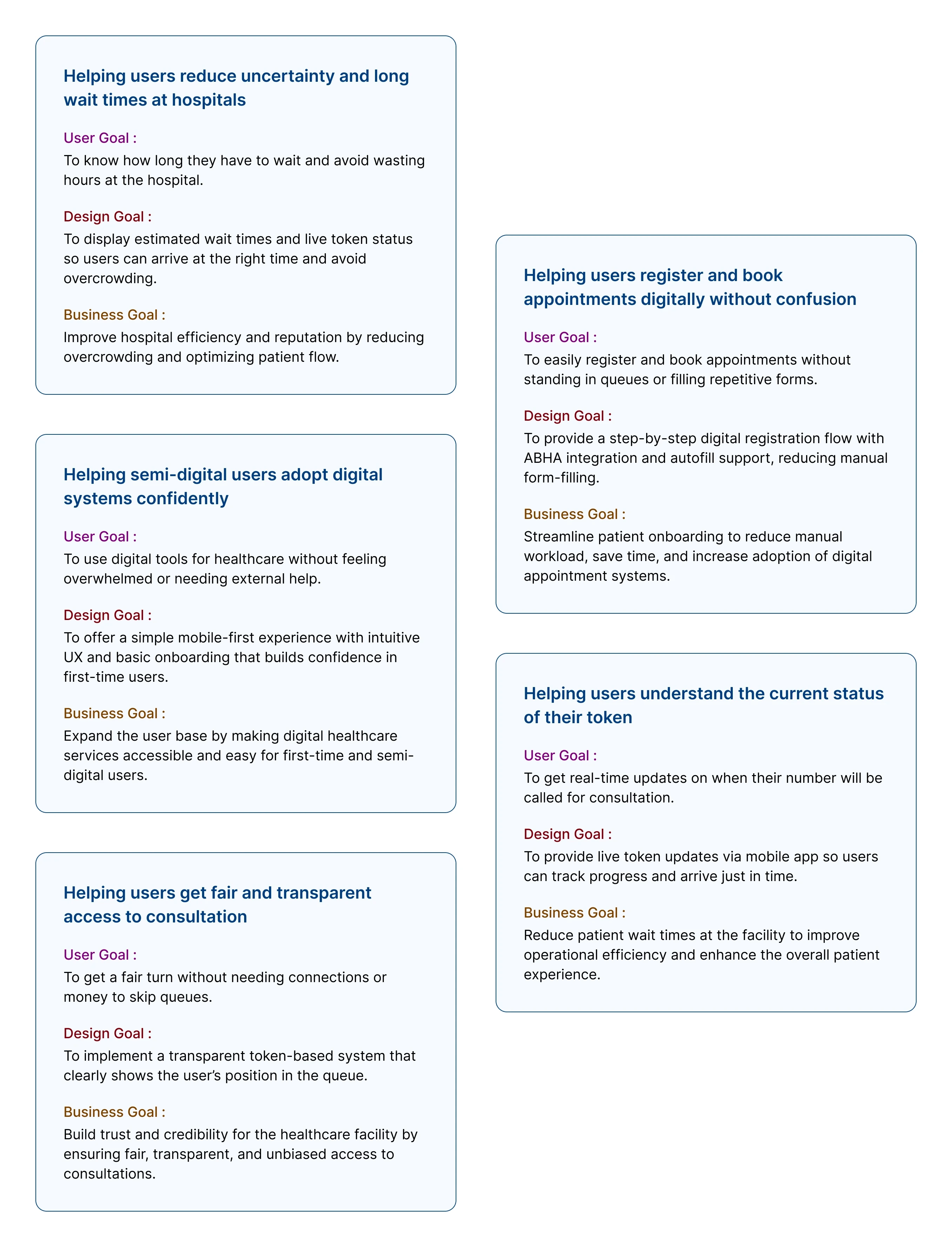 User goals, design goals and business goals