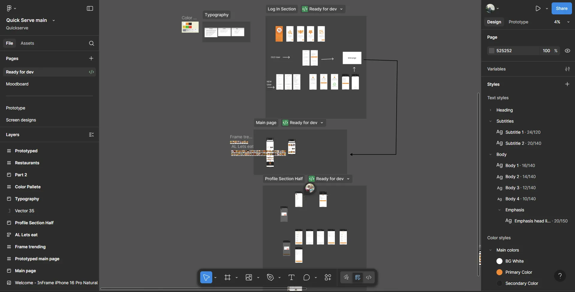 Highlights of the QuickServe app UI
