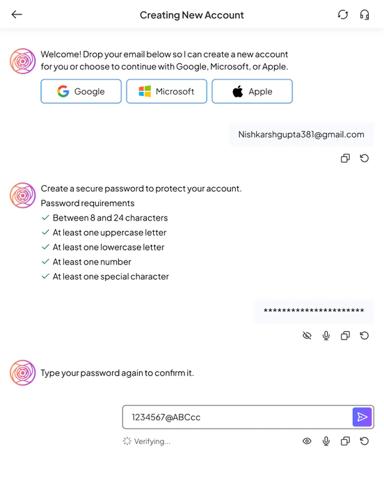 Scogo AI: Conversational sign-up screen