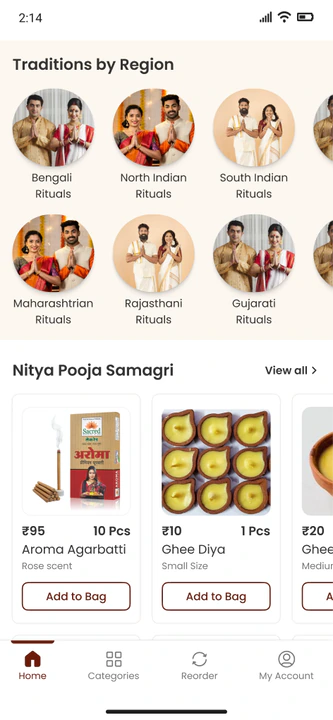 Devotional shopping app: Traditions by region screen