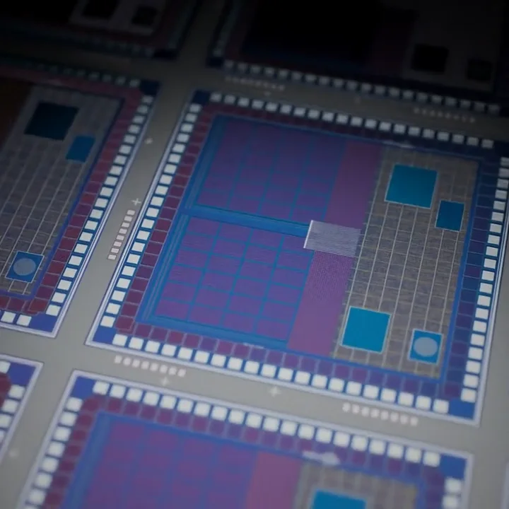 Version 1: the wafer on a dark studio background