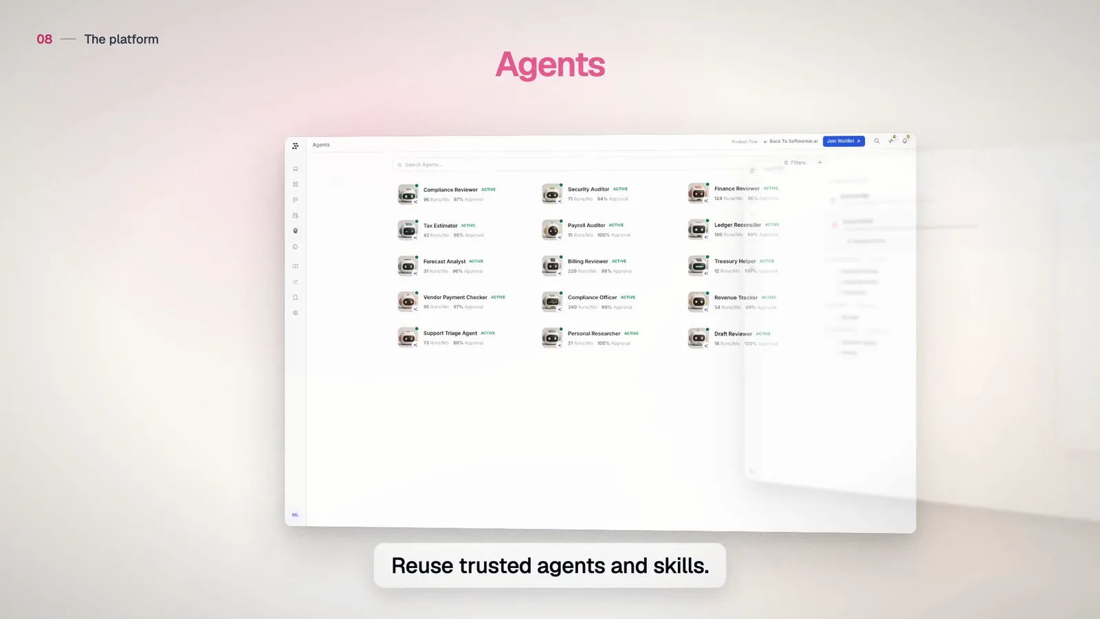 First cut: the Agents screen is see through, with another screen showing behind it