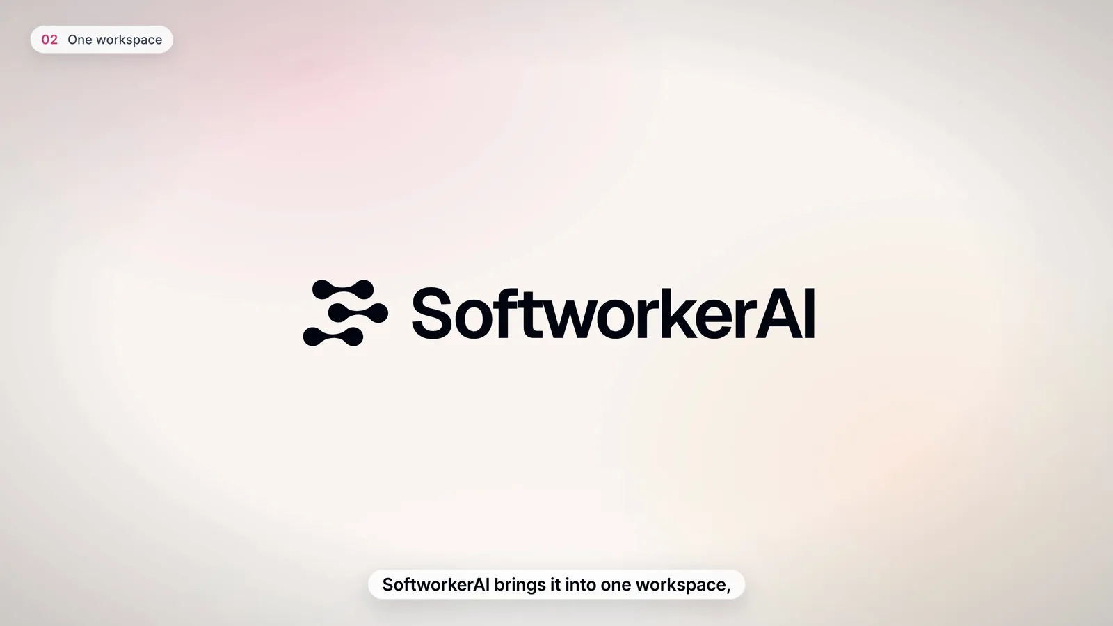 The SoftworkerAI lockup on a soft pink background