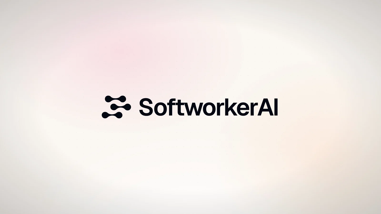 The balanced SoftworkerAI lockup: the mark next to the wordmark on a light background