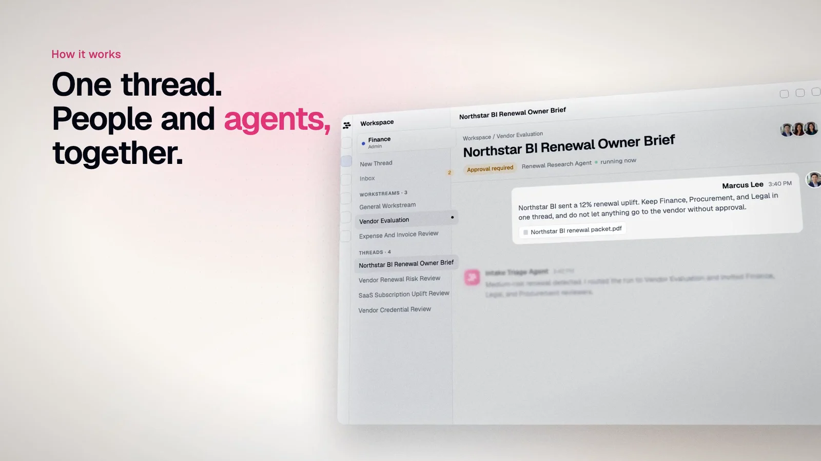 First cut: the product window is tilted, cropped and runs into the headline